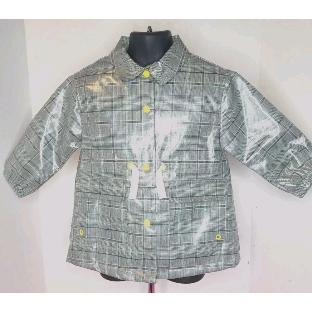 GIRL'S 18-24 MTHS Zara Raincoat Rain Jacket‎ Outerwear Lined faux fur Gray PLAID